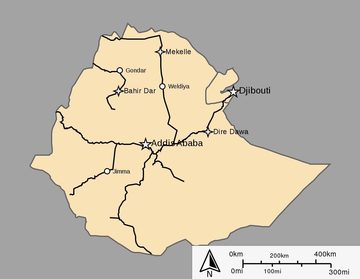 نقشه از اتیوپی قطار