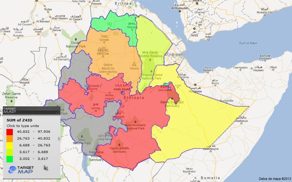 اتیوپی استان نقشه