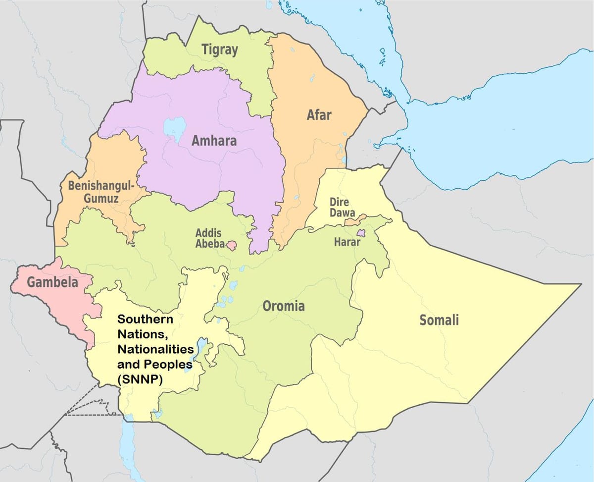 اتیوپی amhara نقشه منطقه