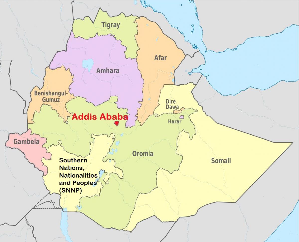 آدیس آبابا, اتیوپی نقشه جهان