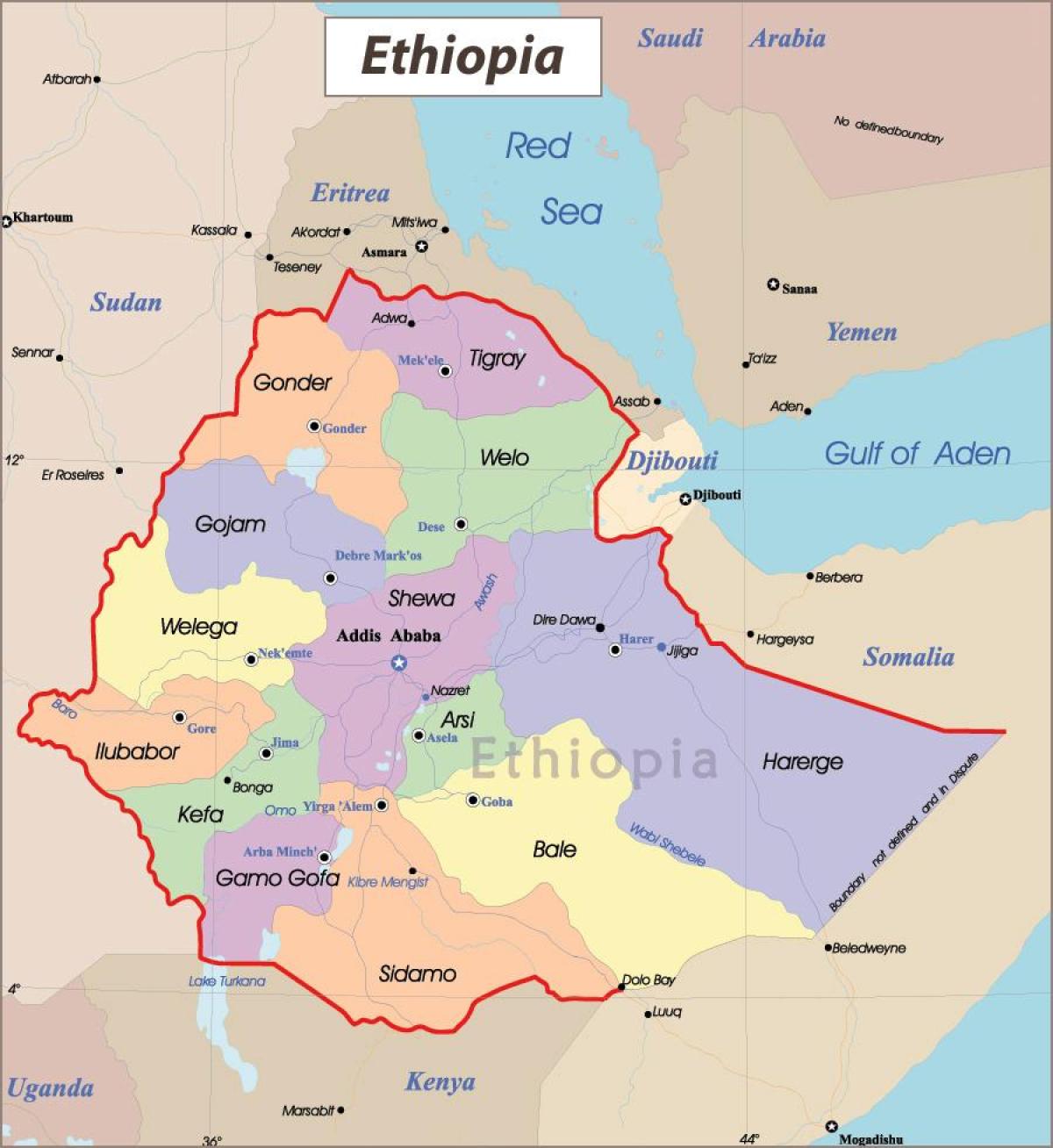اتیوپی نقشه شهرها