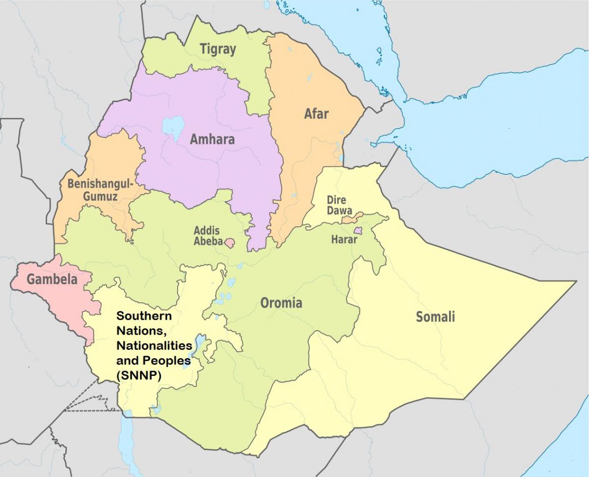 اتیوپی کشورهای منطقه نقشه