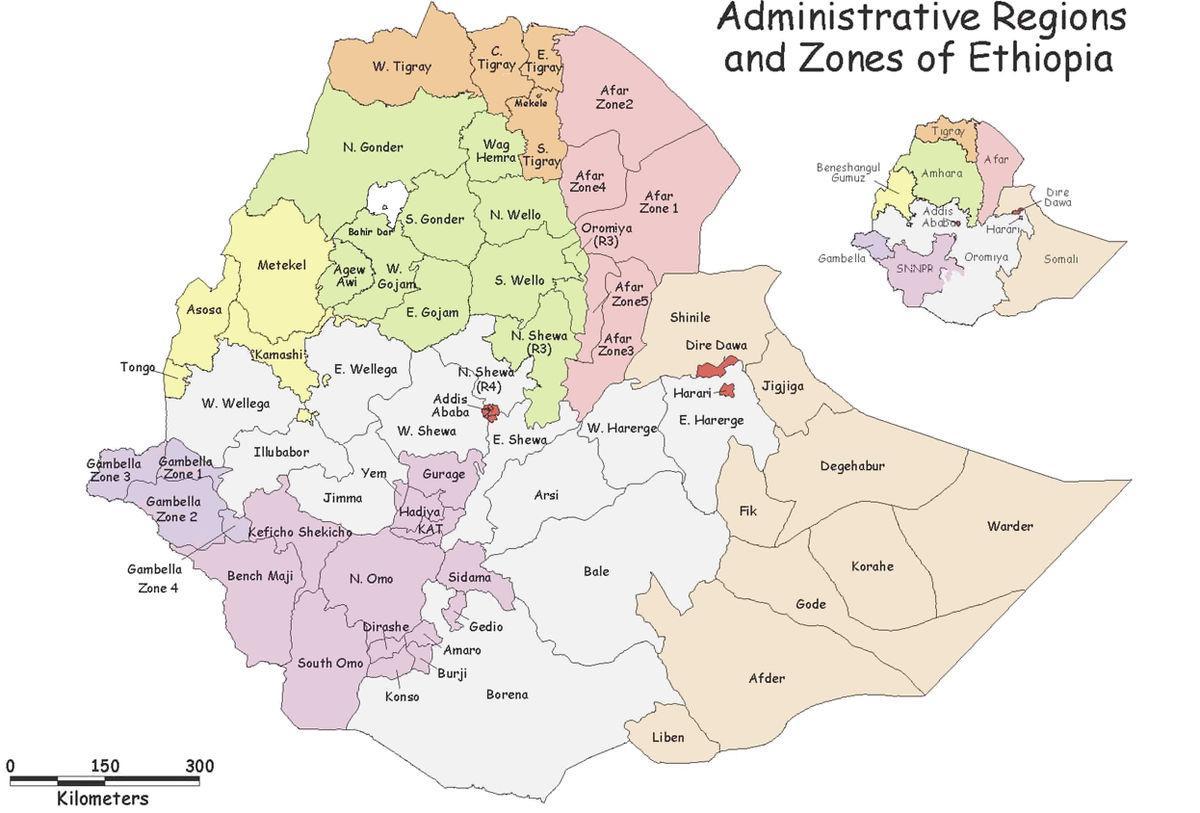اتیوپی woreda نقشه