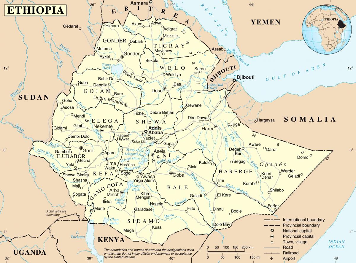 نقشه سیاسی اتیوپی