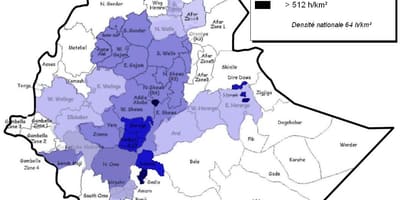 اتیوپی تراکم جمعیت نقشه