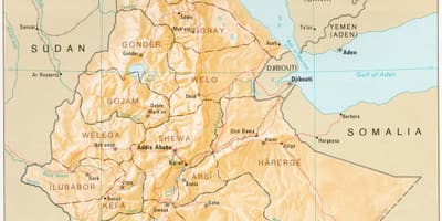 نقشه از اتیوپی در طول derg